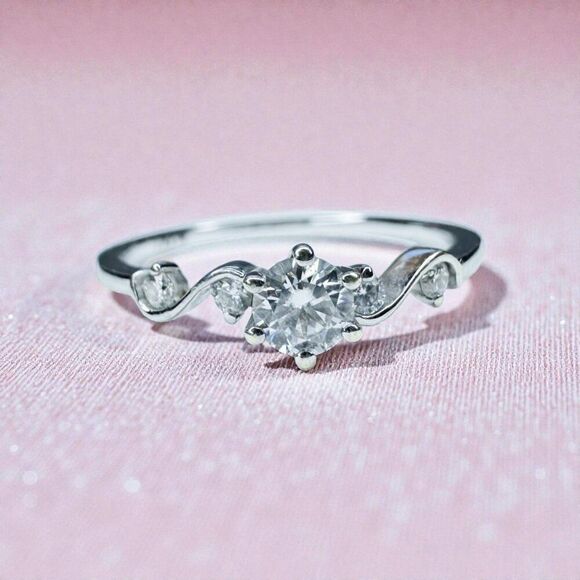 Unbranded Jewelry - 10K White Gold Diamond Ring -1/3CT T.W. -Size 5- Fairytale Scroll Wedding Ring
